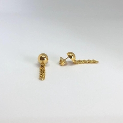 Brinco botton com correntaria - BANHO OURO na internet