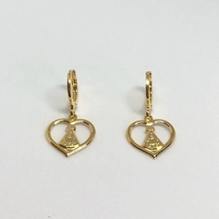 argolinha coração com nossa senhora aparecida - banho ouro