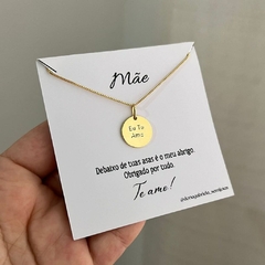 Colar com pingente círculo EU TE AMO - BANHO OURO