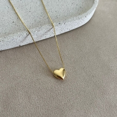 colar com pingente coração liso - banho ouro - comprar online
