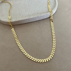 choker folhas lisas - banho ouro