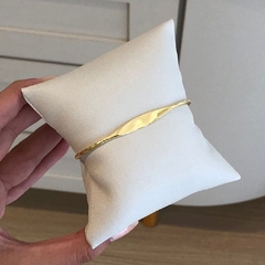 bracelete ajustável liso personalizável - banho ouro