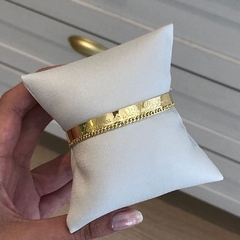 bracelete "livrai-nos de todo o mal Amém" - banho ouro