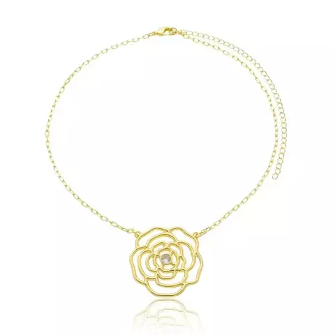 CHOKER CAMÉLIA VASADA COM ZIRCÔNIA DOURADO FOLHEADO - comprar online