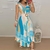 Vestido da moda casual com estampa azul - loja online