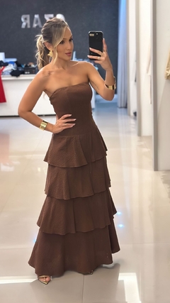 Vestido casual festa marrom na internet