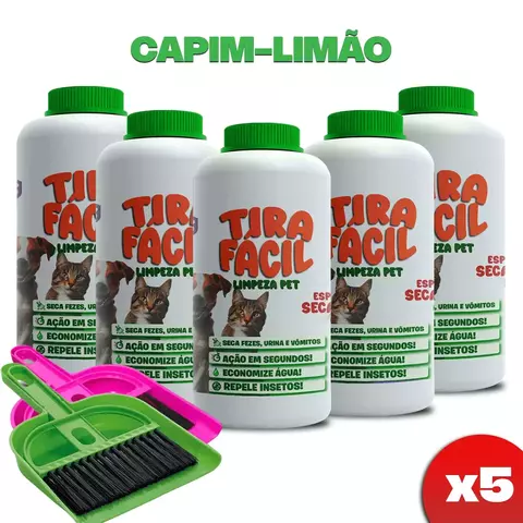 Kit 5Un. Pó Higiênico Seca Xixi Tira Fácil - Funciona em Segundos - Aroma Capim-Limão