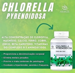 CHLORELLA SUPLEMENTO E DETOX DE METAIS LEVES, PESADOS E TOXINAS - 90 Cápsulas - Akmos Curitiba