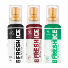 COMBO 3 UNIDADES DE FRESH ICE AROMATIZANTE BUCAL com Aloe vera, Própolis, Mel, Oligoelementos e Mentha Arvensis - AKMOS - 15ml - Escolha os sabores - comprar online