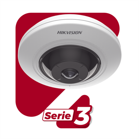 HIKVISION Mini Fisheye IP 5 Megapixel / Panorámica 180° - 360° / 8 mts IR / Interior / PoE / HEOP / ACUSENSE
