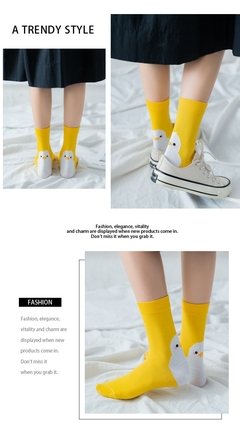 Cute Cartoon Animals Cotton Women Socks Solid Lovely Duck Patterned College Styl - comprar online