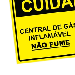 Placa de Sinalização Cuidado Central de Gás Inflamável - comprar online