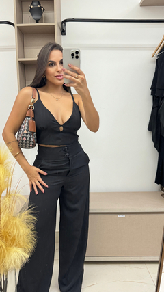 Conjunto Bia Cropped e Pantalona Preto - comprar online