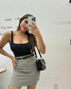 Saia Cinza Corte em Alfaitaria - comprar online