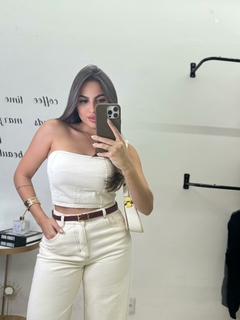 Calça Wide Leg Jeans Branca - comprar online