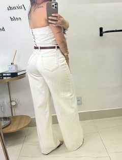 Calça Wide Leg Jeans Branca na internet