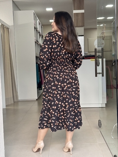 Vestido Maju - Midi manga longa com lastex na cintura - comprar online