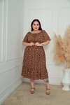 Vestido Ellen Plus Midi Lastex na cintura Animal Print