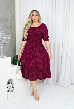 Vestido Duda - Midi manga 3/4 com lastex na cintura - comprar online