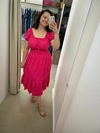 Vestido Manu Midi manga curta com lastex na cintura Pink Poa - comprar online