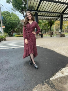 Vestido Aurora Transpassado Marsala Burgundy Poa na internet