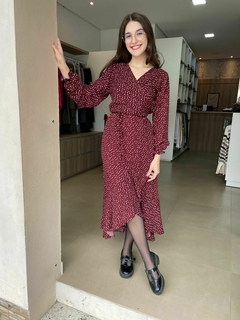 Vestido Aurora Transpassado Marsala Burgundy Poa - comprar online