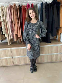 Vestido Claudia Evasê em Lãzinha com elastano Animal Print - comprar online