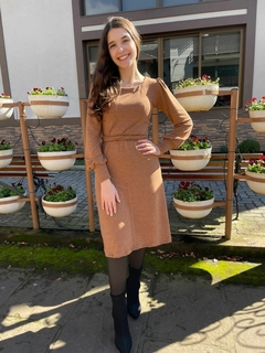 Vestido Claudia Evasê em Lãzinha com elastano Caramelo - comprar online