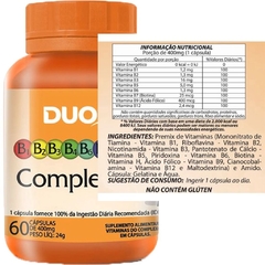 Vitamina B - Duom, (B1, B2, B3, B5, B6, B7, B9, B12) - 60 Capsulas, 400mg - comprar online