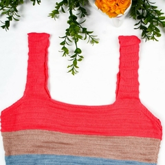 Blusa Regata Listrada Feminina Cropped Tricot Colorido - comprar online