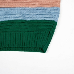Blusa Regata Listrada Feminina Cropped Tricot Colorido na internet