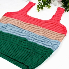 Blusa Regata Listrada Feminina Cropped Tricot Colorido - Marlu Produtos de Saúde e Beleza
