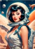 Pôster Vintage Astronauta Pin Up - Retrô - Sem Moldura - Orientação Retrato - Tamanhos: A0, A1, A2 e A3 - Fine Art