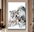 Quadro Familia de Leao 3 filhotes fundo branco