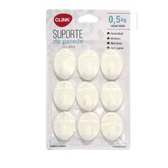 KIT 9 Ganchos Adesivo Parede Pendurar Multiuso Cozinha Banheiro 35x06