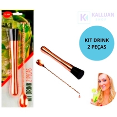 Kit Drink/Caipirinha - 2 peças Socador macetador + Colher bailarina rosê em inox ENVIO IMEDIATO