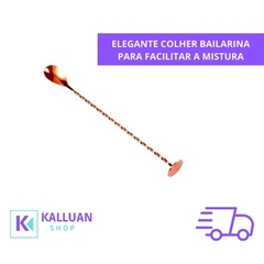 Kit Drink/Caipirinha - 2 peças Socador macetador + Colher bailarina rosê em inox ENVIO IMEDIATO na internet