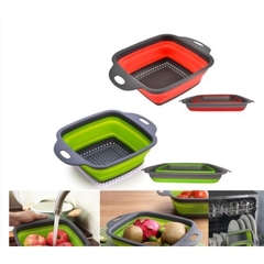 Escorredor Dobravel de Silicone para Macarrão Massas Legumes e Saladas