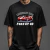 Camiseta preta unissex com estampa de carro esportivo Ford GT40 vermelho com listras brancas e texto "Legendary Ride Ford GT 40"