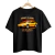 Camiseta preta com estampa do carro antigo Volkswagen SP2 amarelo dos anos 70