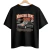 Camiseta preta oversized unissex com estampa do carro clássico Mercedes-Benz 190E 1987