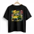 Camiseta preta com estampa colorida de carro Volkswagen Gol verde e amarelo, taça da Copa do Mundo 2026, bandeiras dos Estados Unidos, México e Canadá, e elementos de futebol