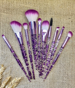 Kit 10 Pinceis com Glitter