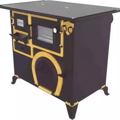 Fogão a Lenha N 2 Gabinete Preto e Dourado SD Backes