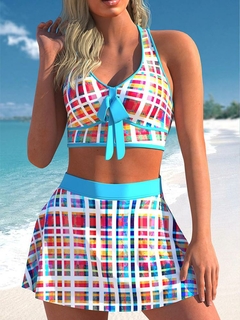 Imagem do Maiô Sexy, Saia de Cintura Alta, Biquíni Feminino Conjunto Roupa de Praia Push-up