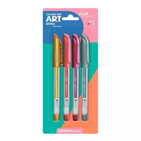 Caneta Gel Art 1.0 Glitter - Blister C/ 4 Unid. Jocar Office