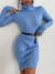 Vestidos Suéter Bodycon Gola Alta Malha de Cabo