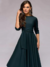 Vestido Swing Vestido no Joelho Verde Escuro Azul