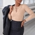 Moda Feminina Cor Sólida Manga Comprida Decote em V Slim Malha Sexy Cordão Cas - M7