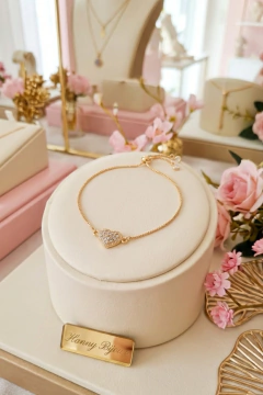 Pulseira Regulável Banho de ouro Coração
